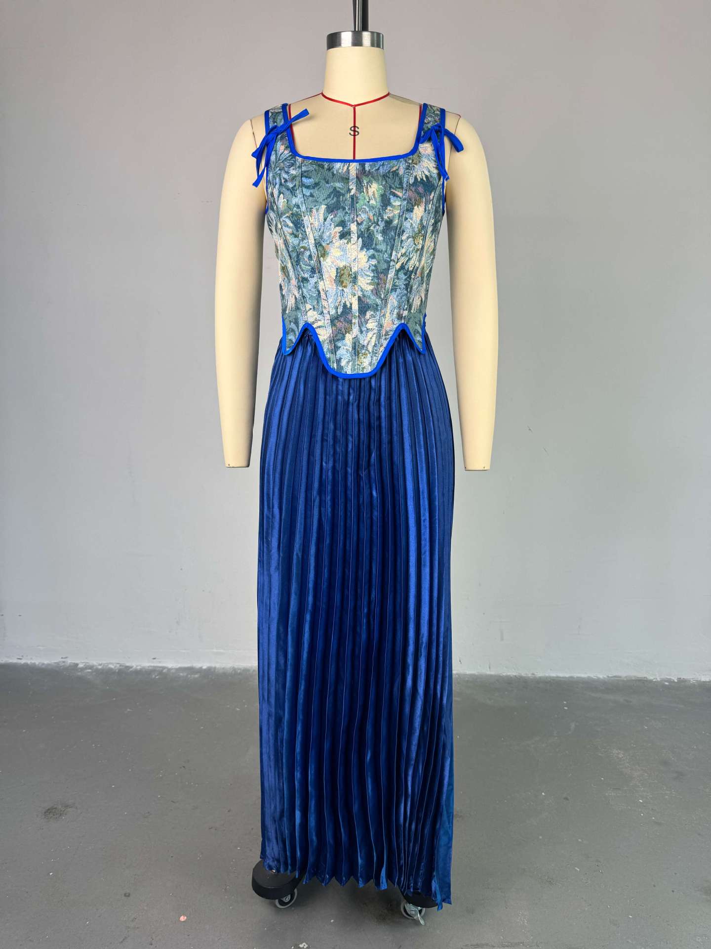 Printed Waist Vest High Waist Pleated Skirt Two-piece Set 69A917