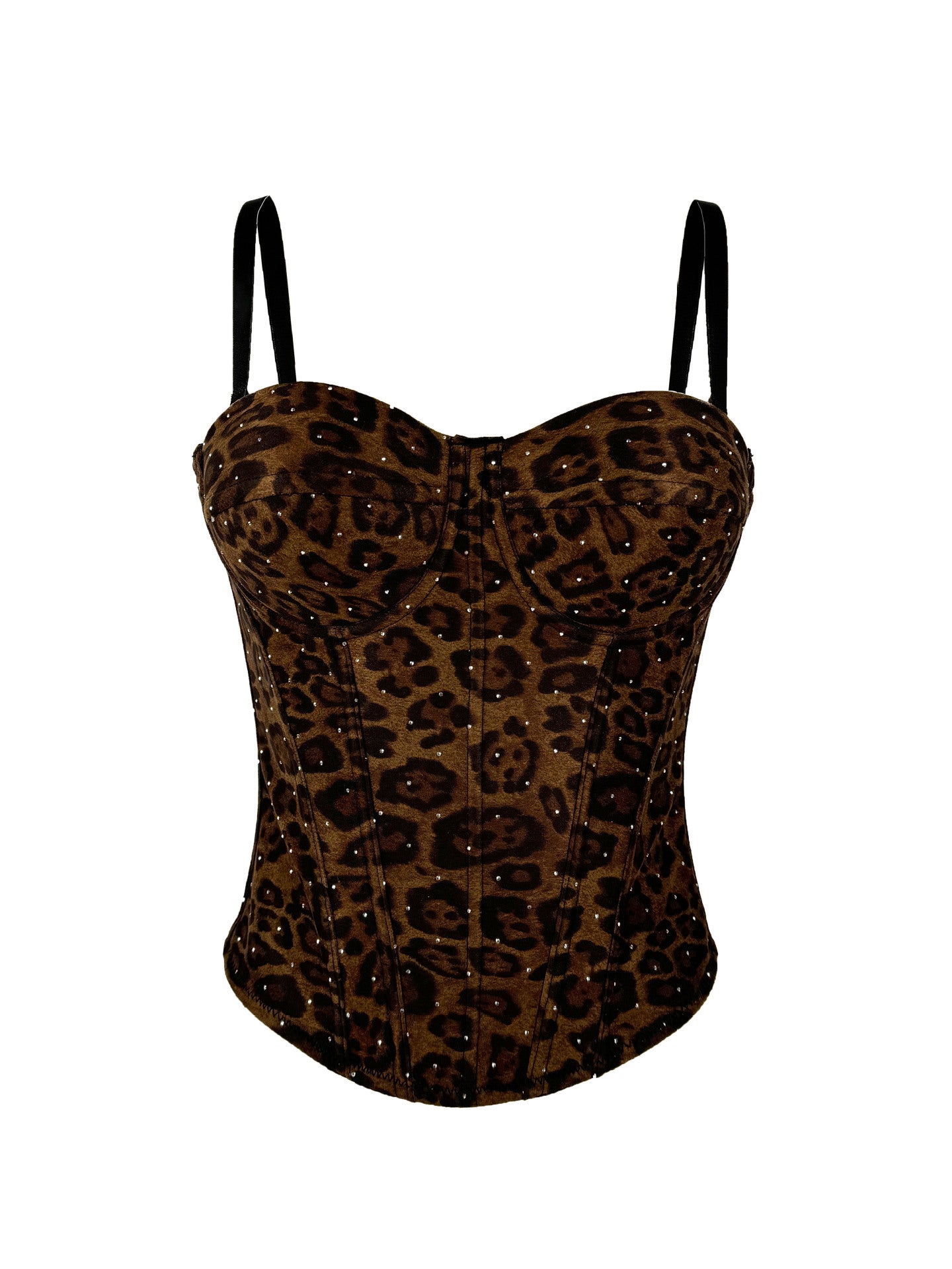 Golden Brown Leopard Print Suede Short Vest