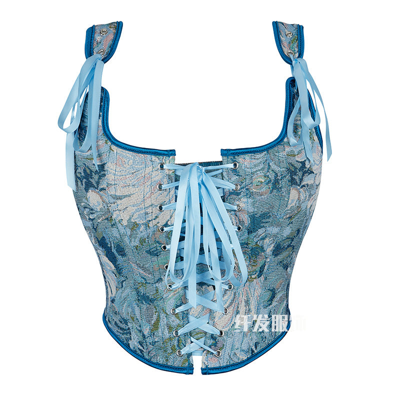 Jacquard Tube Top Sling Fishbone Corset 69A661