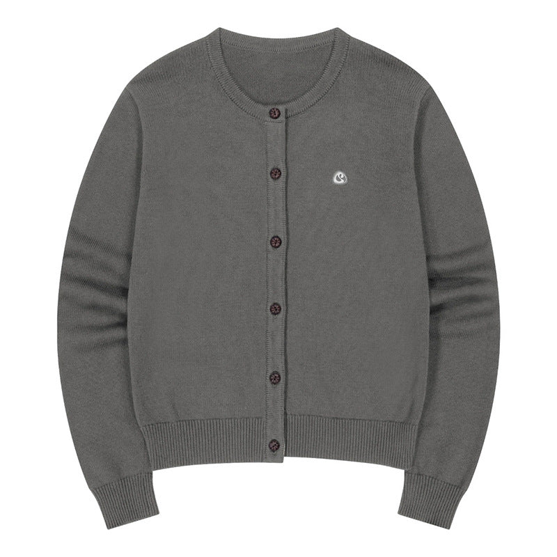 Flower Solid Color Loose Knitted Cardigan Women 73C094