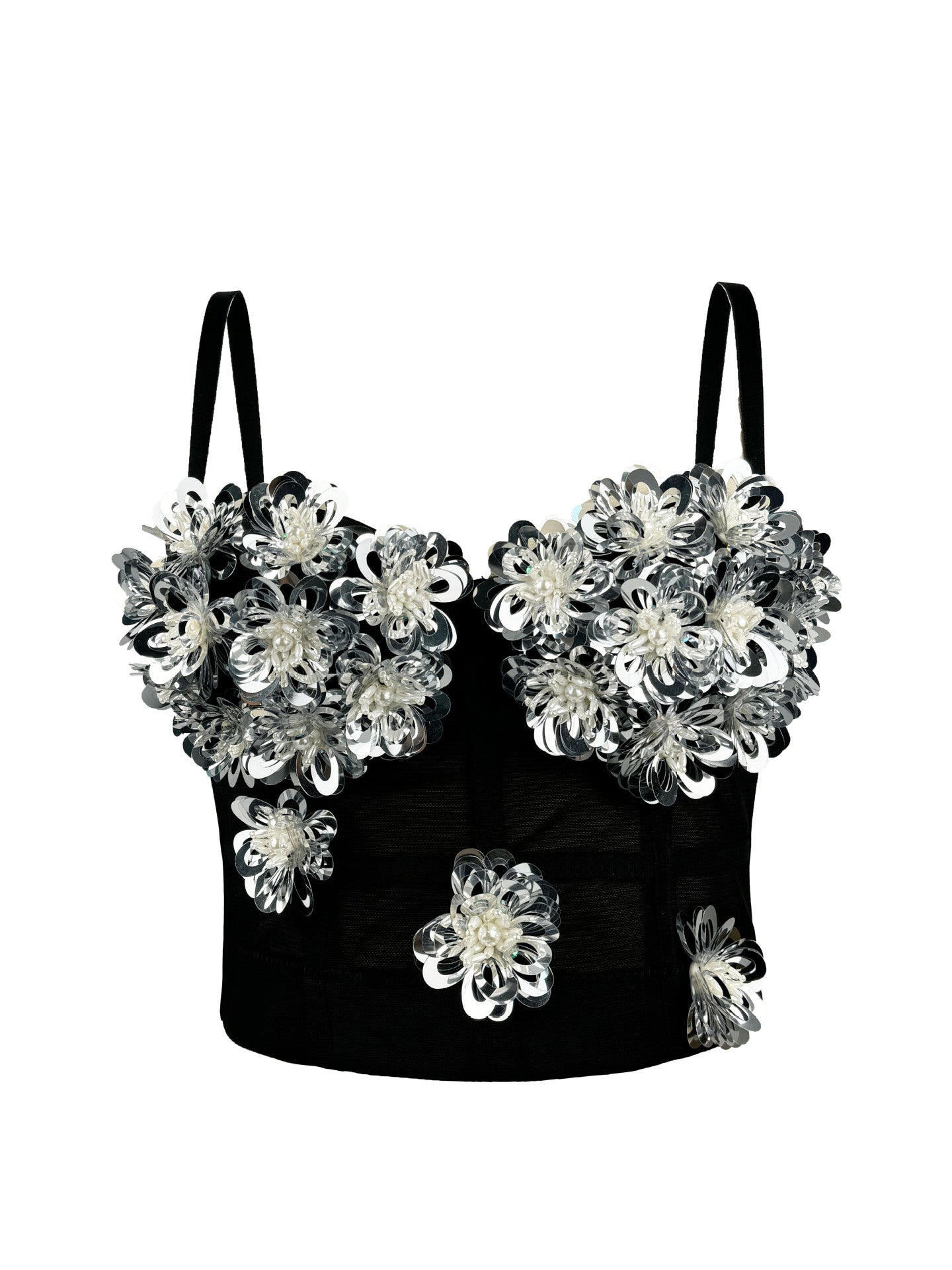 Black and White Sequined Fishbone Sling 69B882