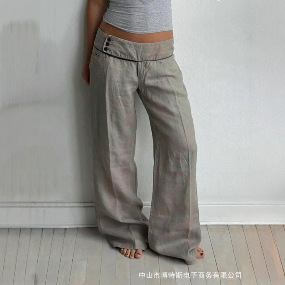 Loose Drape Casual Comfortable Straight Pants Trousers SA575