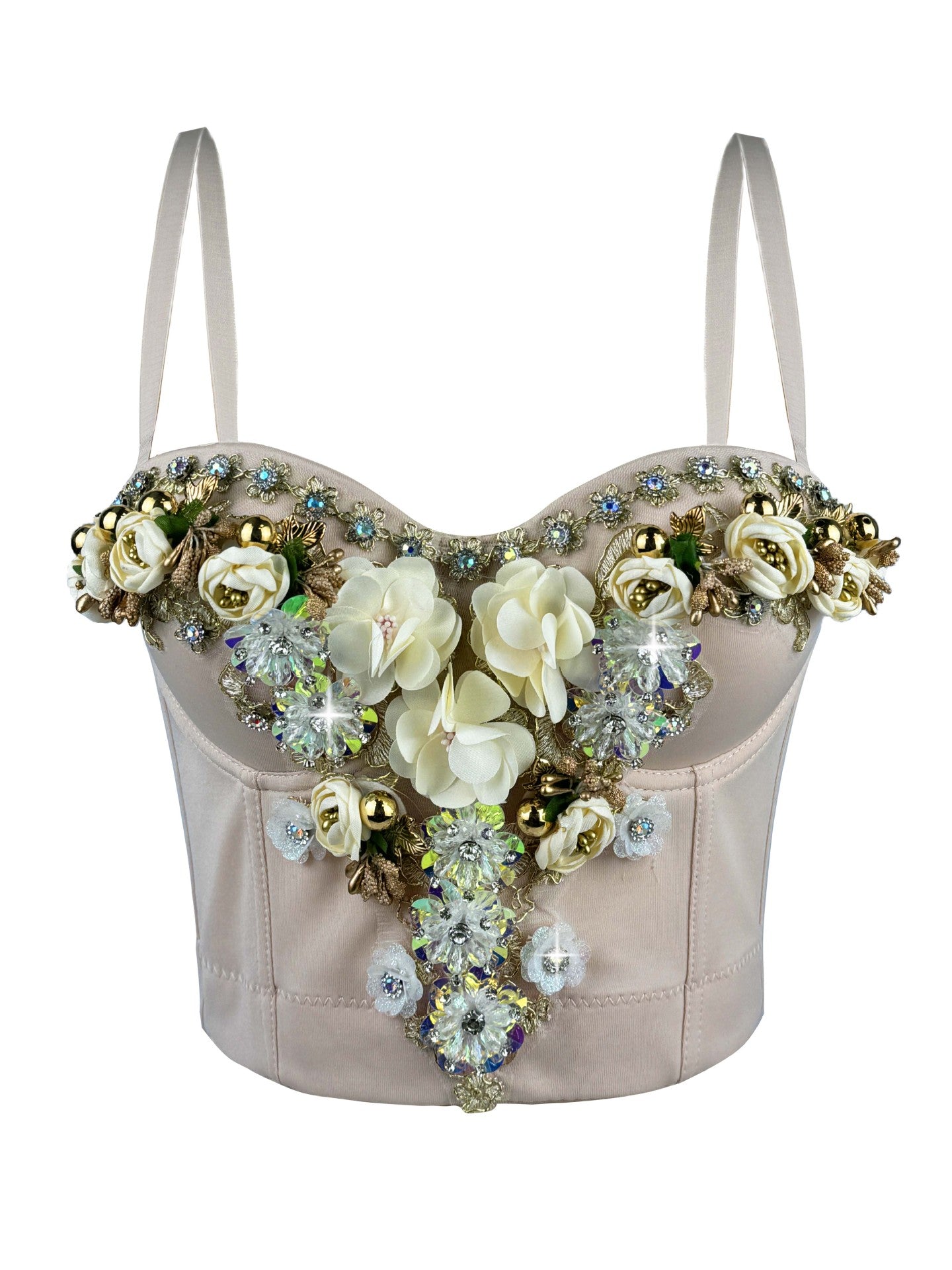 Three-dimensional Flower Rhinestone Bead Sling 69B883