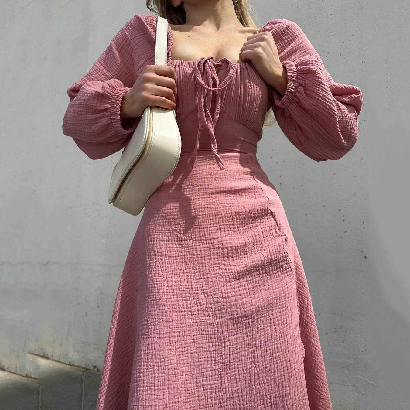 Long Sleeve Square Neck Dress SA327