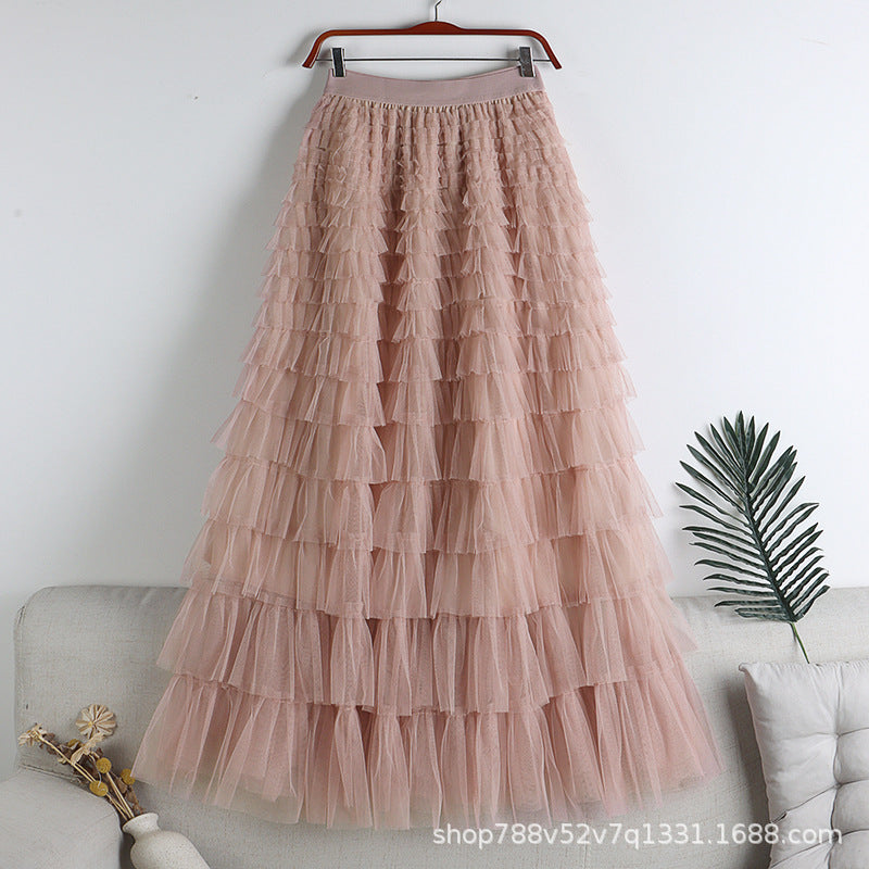 Mesh Splicing Cake Skirt 69A682