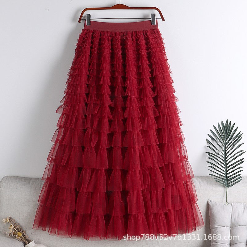 Mesh Splicing Cake Skirt 69A682