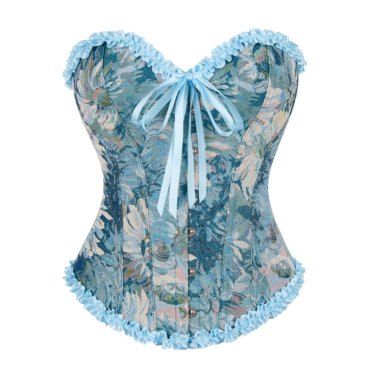 Blue Lace Body Tie Ladies Shapewear 69A643