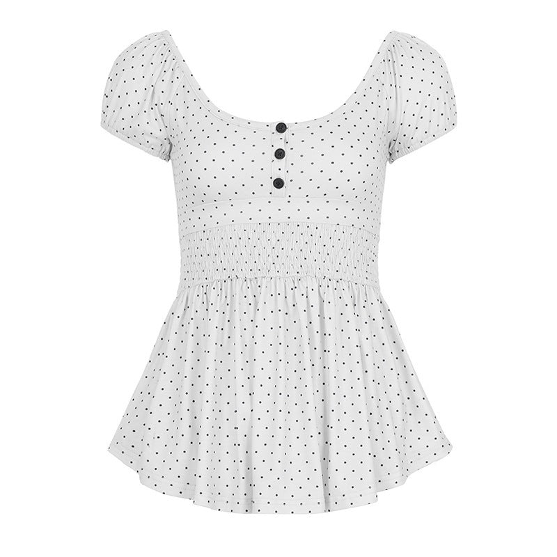 Polka Dot Contrast Color Top SA858