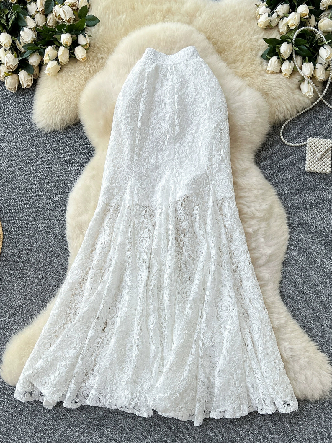 Lace Hip Skirt Female Fishtail Mid-length Skirt 69A695