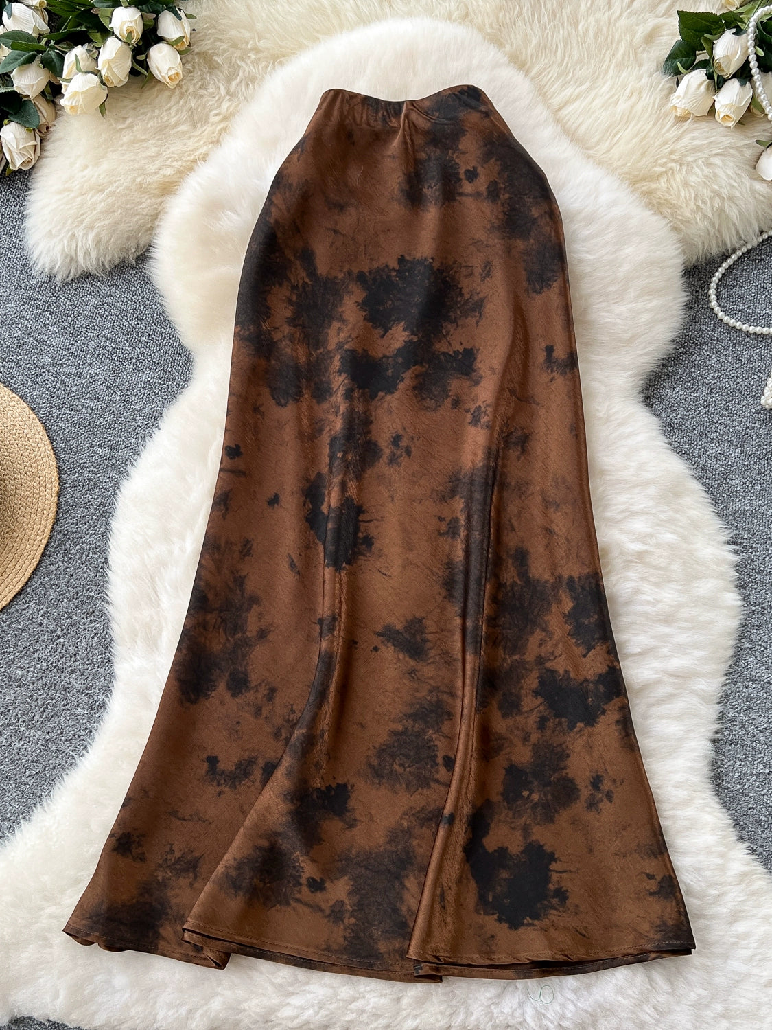 Ink Printing High Waist and Thin Fishtail Skirt 69A694