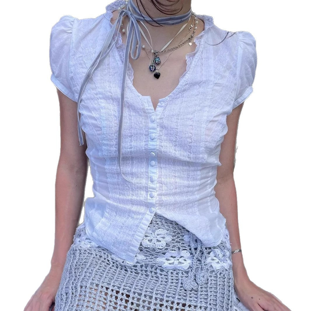 Lace Single-breasted Shirt SA361