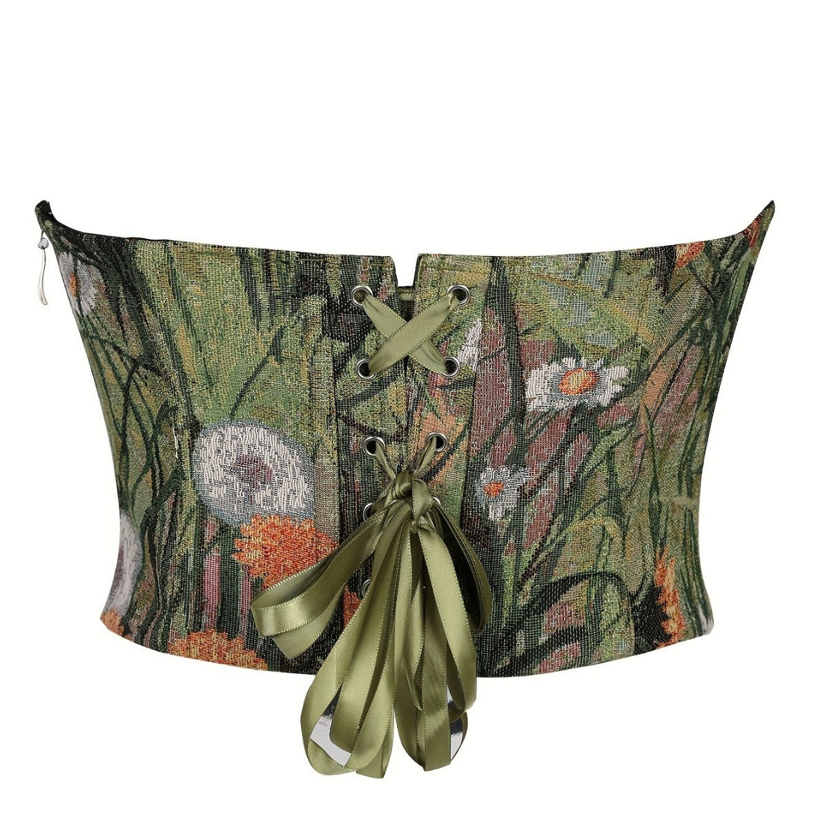 Oil Painting with Zipper Tube Top Slim Fit Shapewear Top 69A632