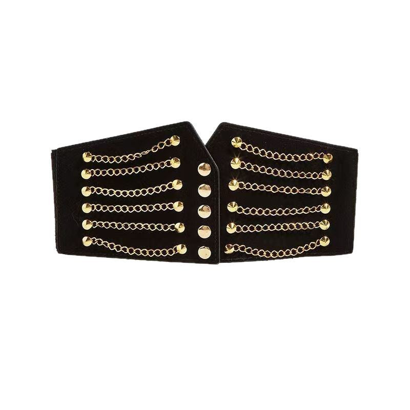 Waist Belt with Rivets and Elastic 64H074