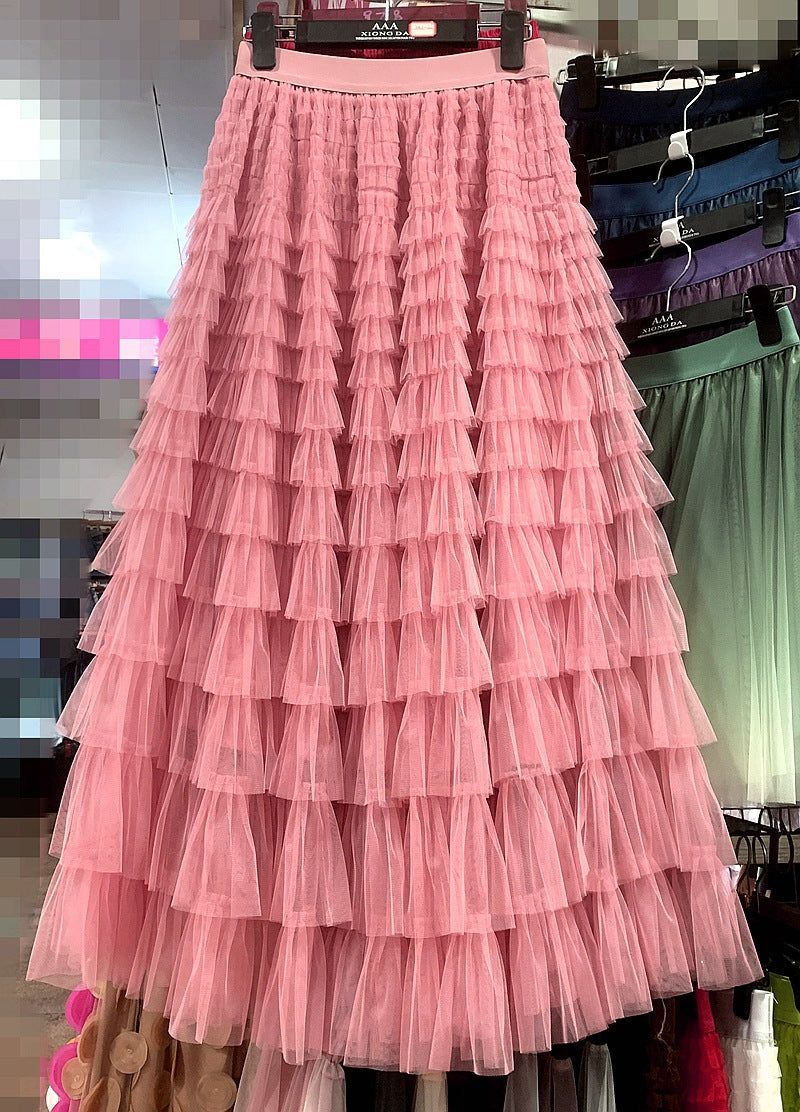Mesh Splicing Cake Skirt 69A682
