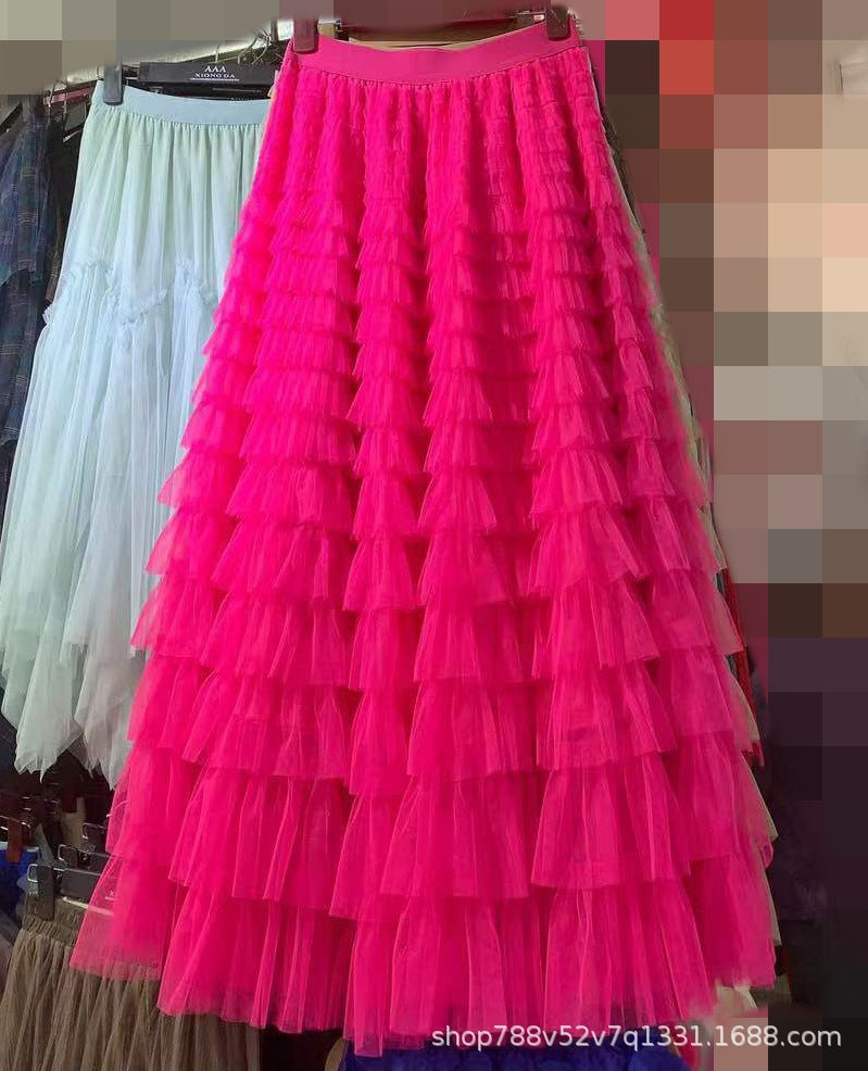 Mesh Splicing Cake Skirt 69A682