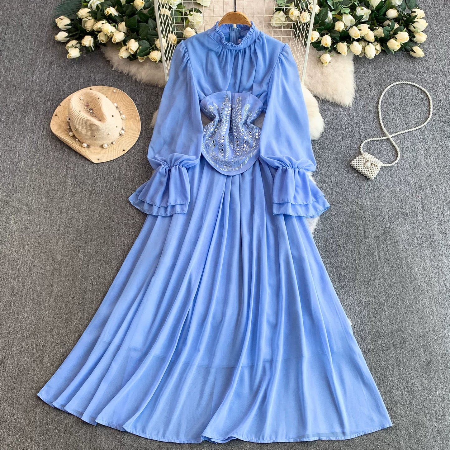 Sweet Ruffle Collar Long Sleeve Dress SAB057