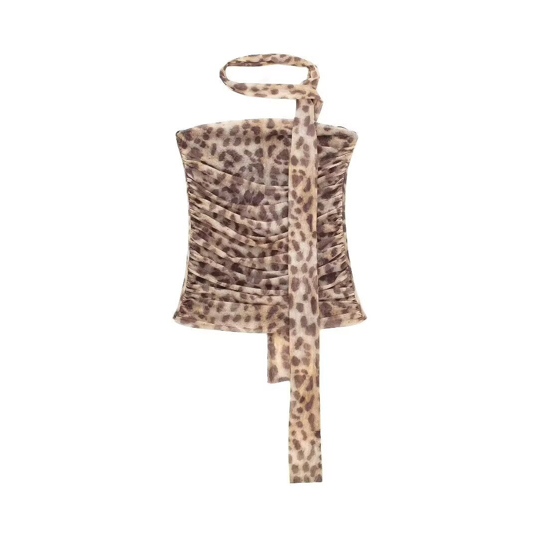 Animal Print Tube Top Printed Mesh Skirt SA346