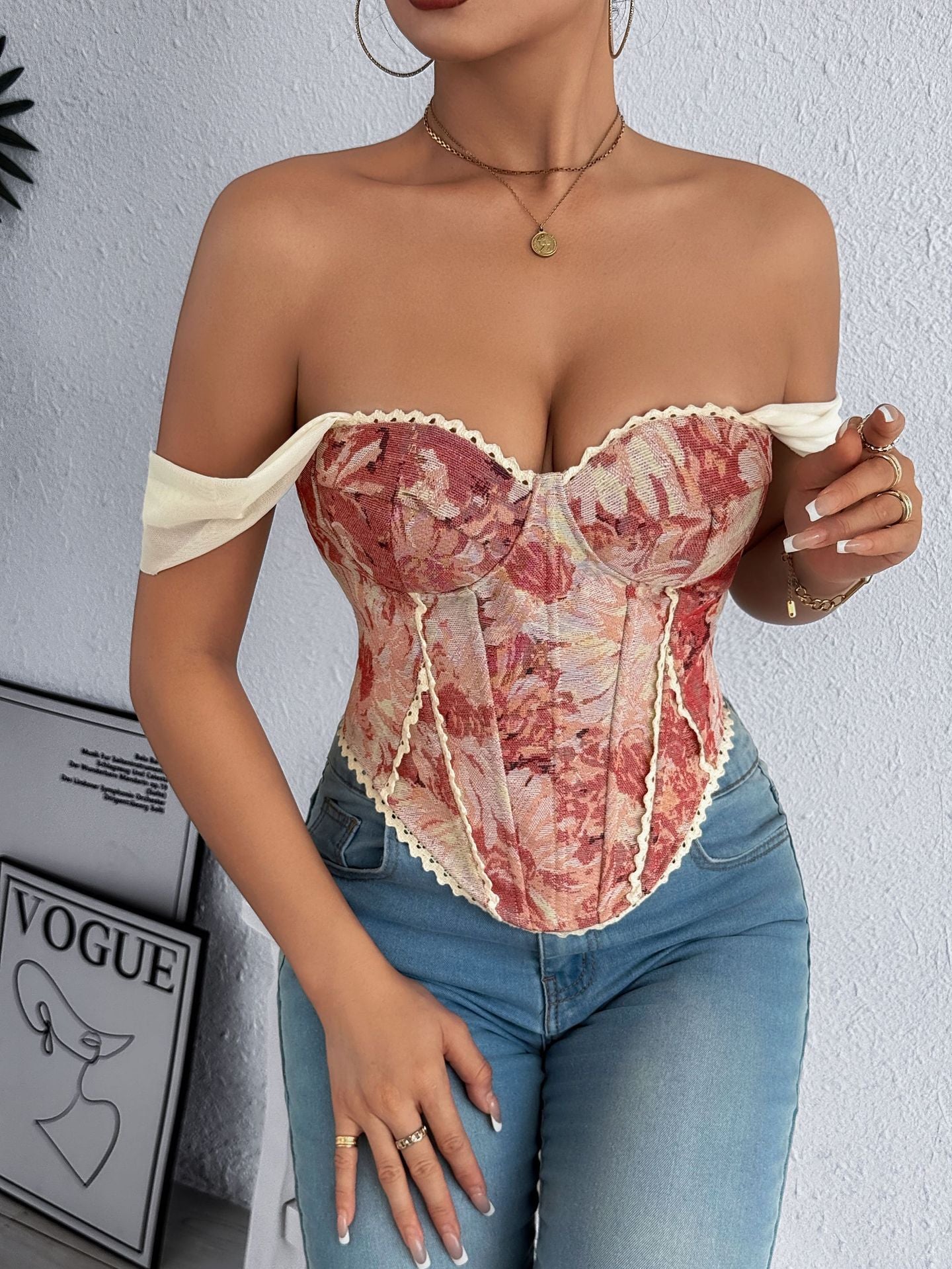 Court Style Chest Wrap Fish Bone Corset Vest 69B830