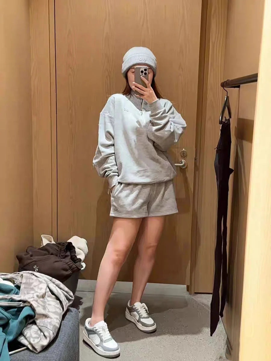 Stand-up Collar Sweater Shorts