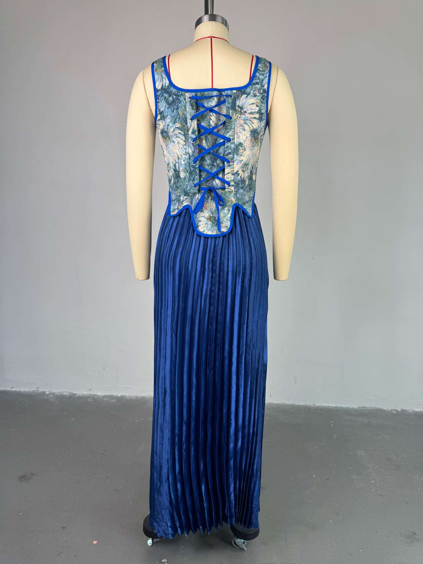 Printed Waist Vest High Waist Pleated Skirt Two-piece Set 69A917