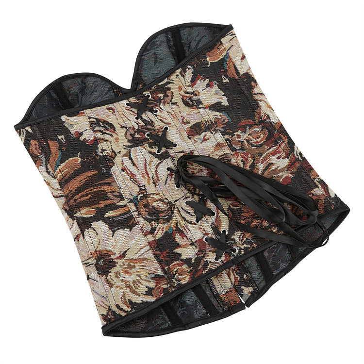 Brown Petal Painted Court Corset Shapewear 69A637