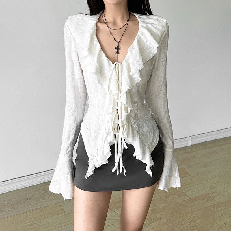 Long Sleeve V-Neck Knitted Fringed Jacket SA380