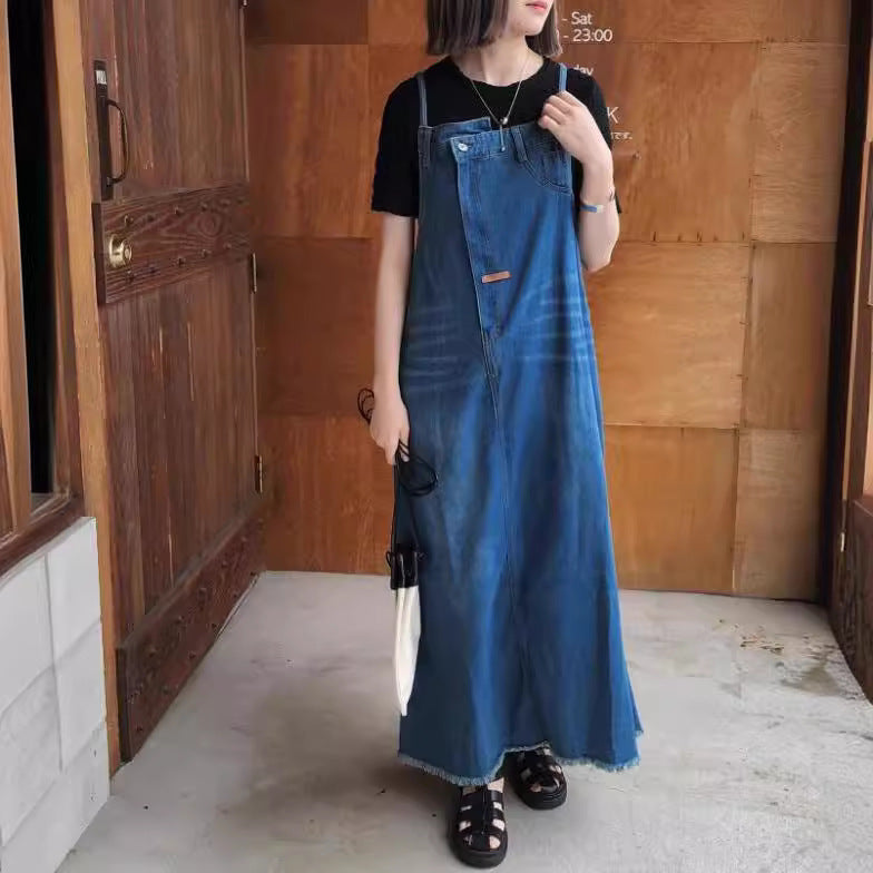 Denim strap skirt long skirt children SA322