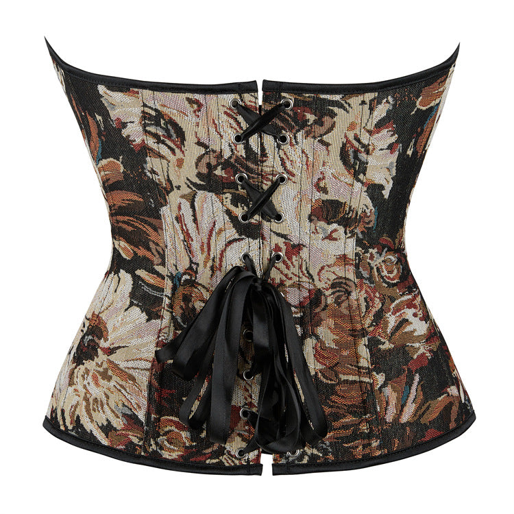 Brown Petal Painted Court Corset Shapewear 69A637