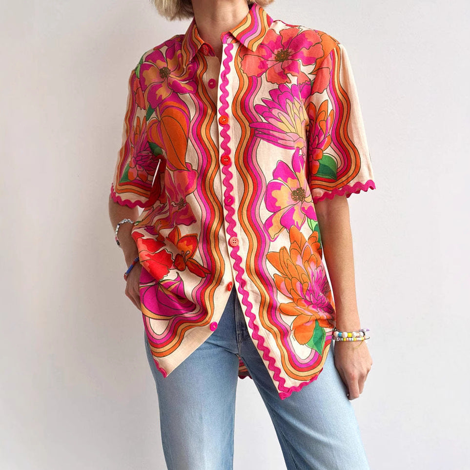 Casual Fashion Linen Temperament Shirt Shorts Set SA355
