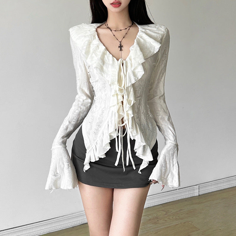 Long Sleeve V-Neck Knitted Fringed Jacket SA380