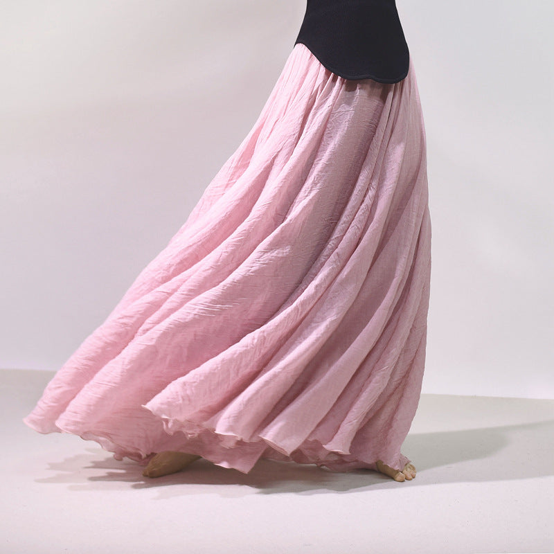 Cotton and Linen A-shaped Skirt Female 69A690
