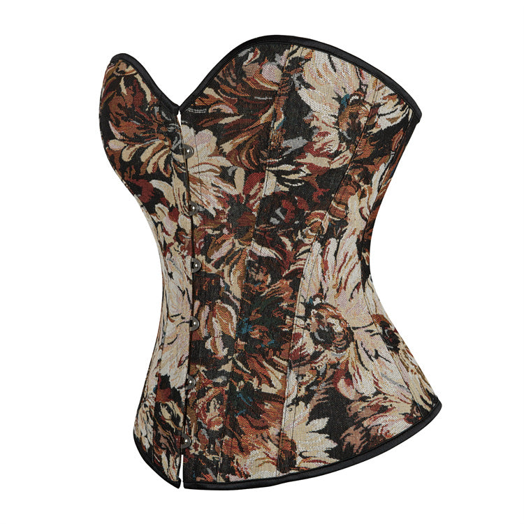 Brown Petal Painted Court Corset Shapewear 69A637