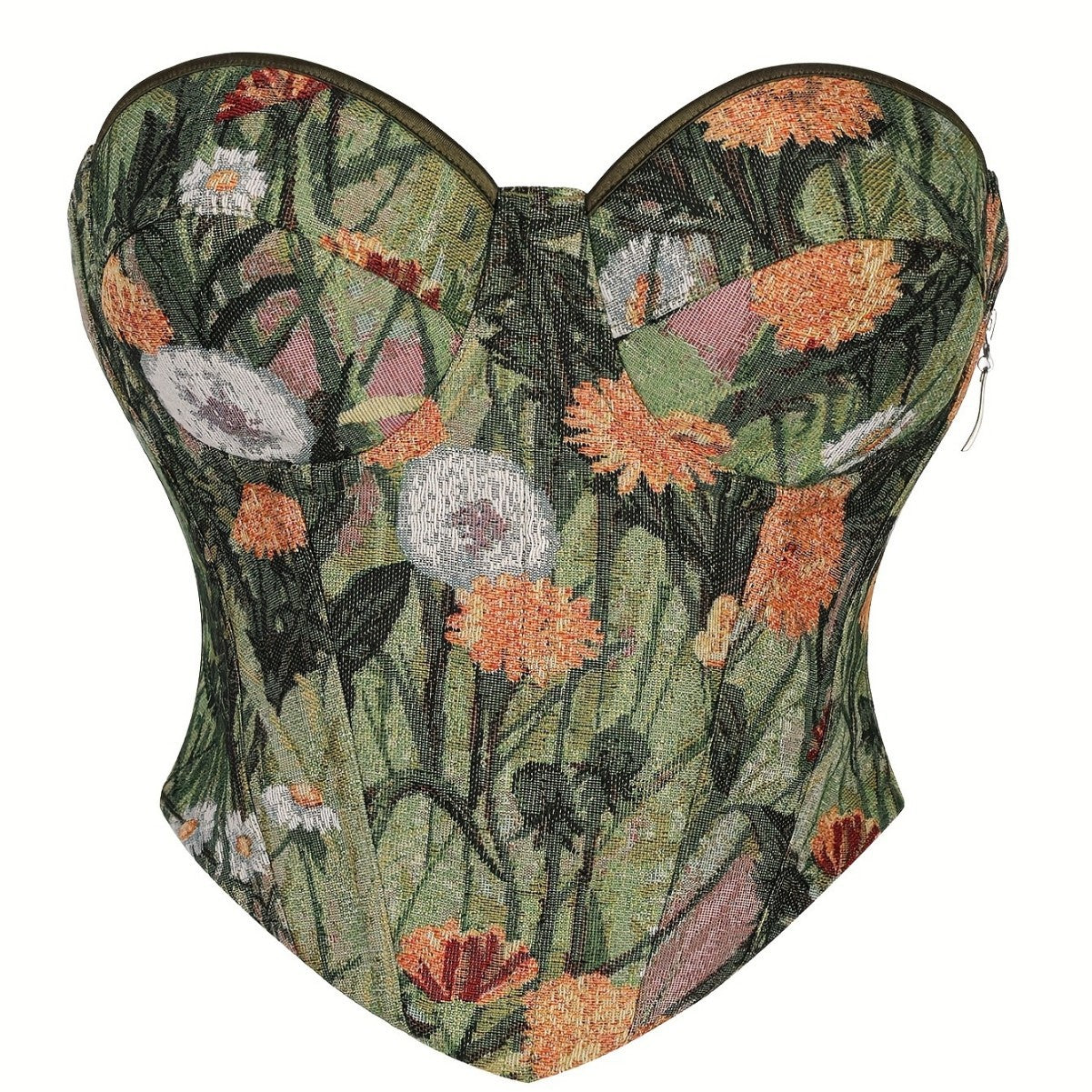 Oil Painting with Zipper Tube Top Slim Fit Shapewear Top 69A632