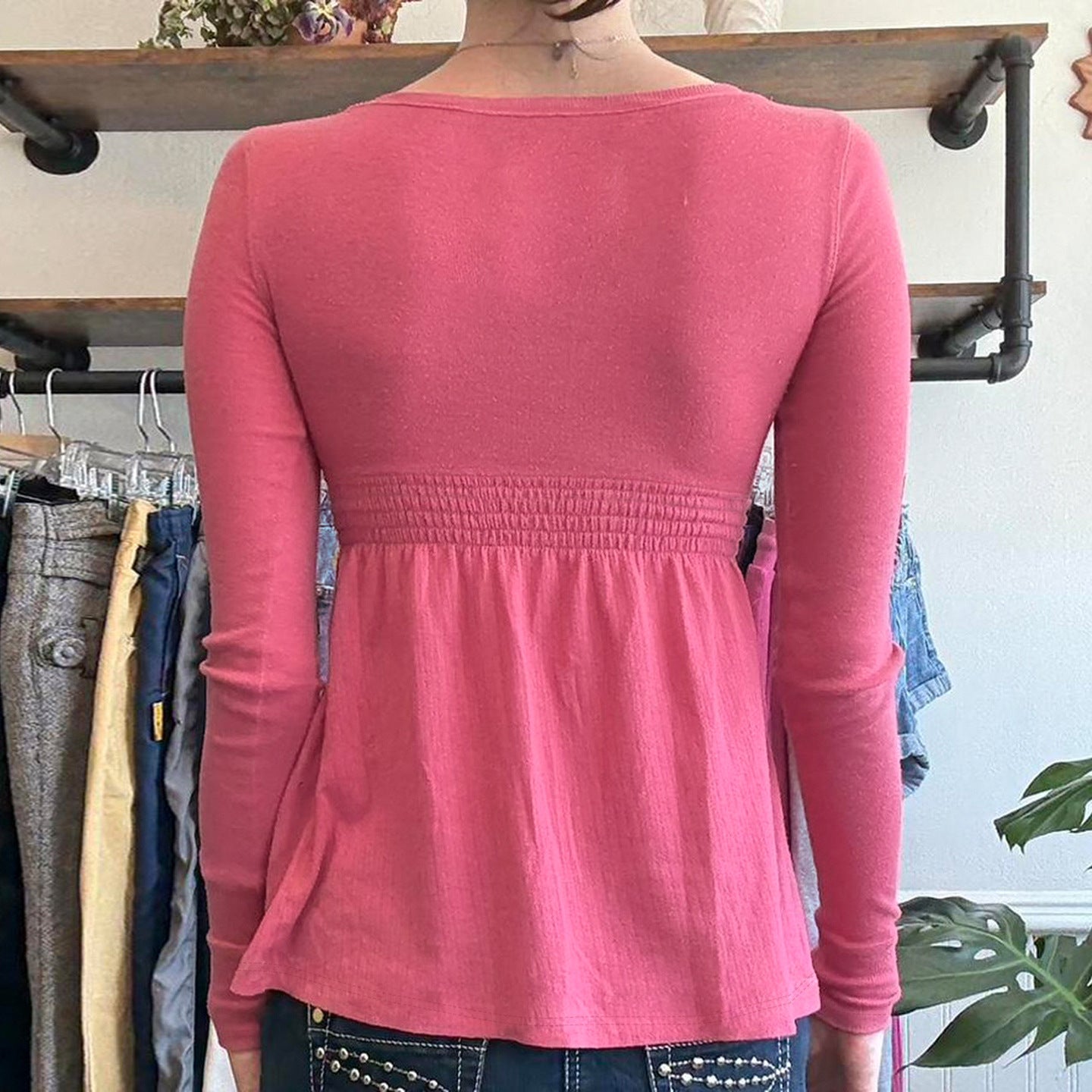 Vintage Long Sleeve Square Neck T-Shirt SA430