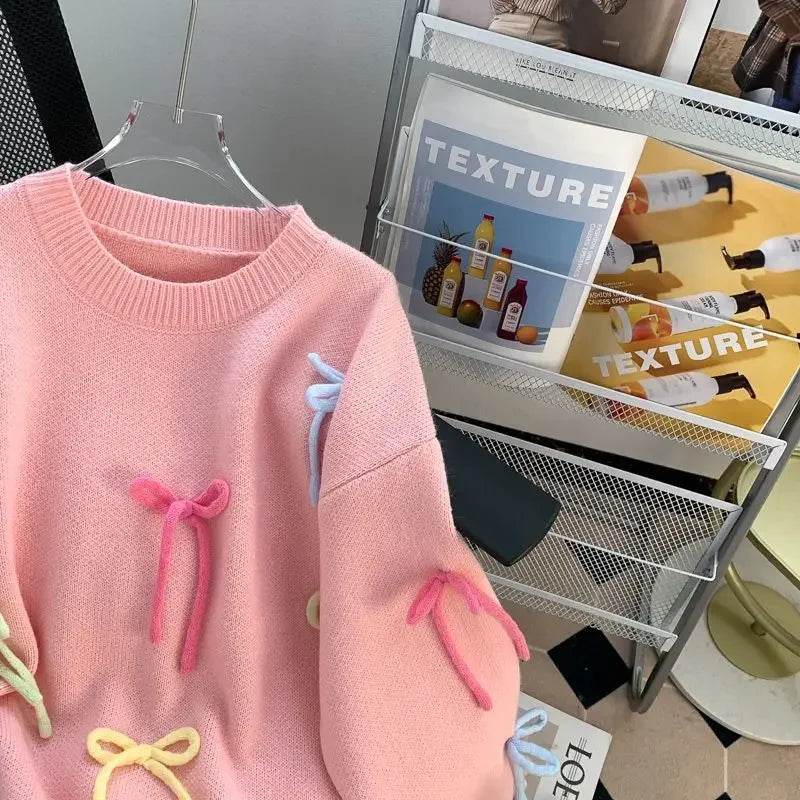 Pink Bow Idle Style Sweater