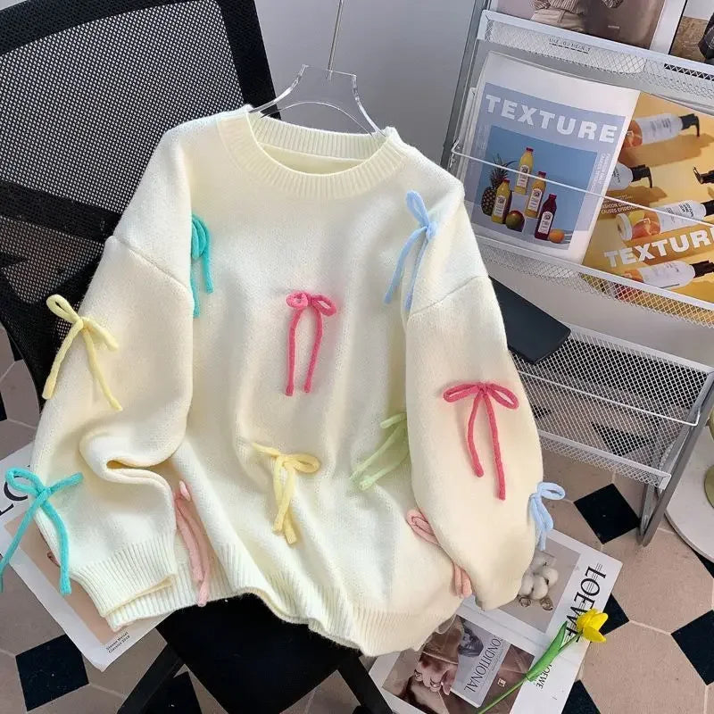 Pink Bow Idle Style Sweater