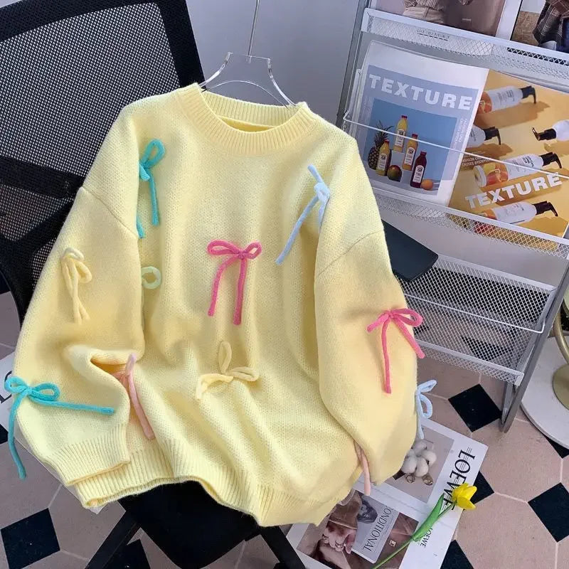 Pink Bow Idle Style Sweater