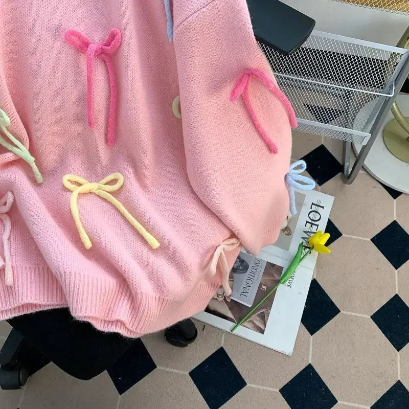 Pink Bow Idle Style Sweater