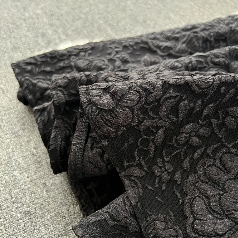 A-line High Waist Stand Collar Long Sleeve Dress