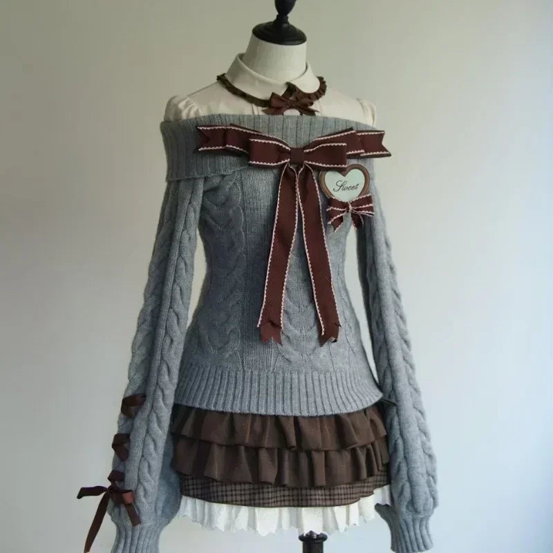Vintage High Street Slash Neck Knitted American Pullovers SA237