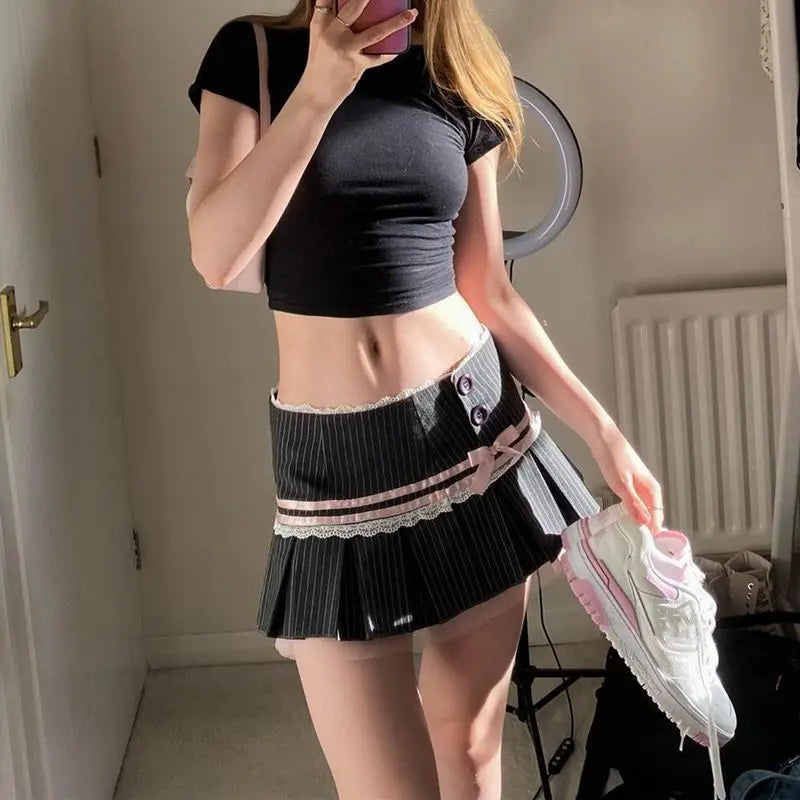 Y2k Harajuku Kwaii Lace Trim Mini Skirts SA285