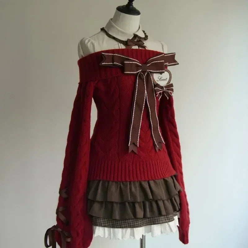 Vintage High Street Slash Neck Knitted American Pullovers SA237