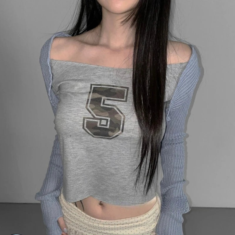 Print Off Shoulder T-shirt SA277/SA278