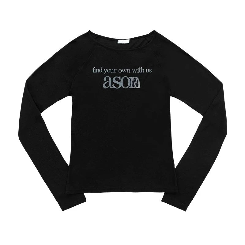 Letter Print O-neck T-shirt SA270