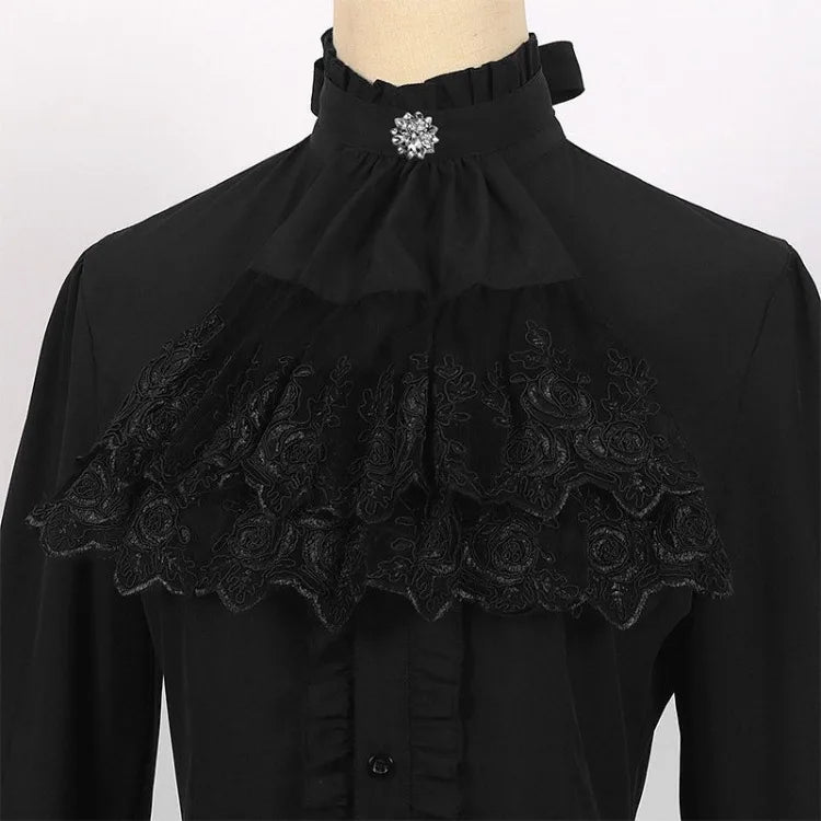 Retro Pleated Shirts Women Spring Black Bottoming Blusas SA280/SA281