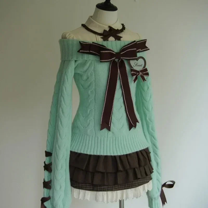Vintage High Street Slash Neck Knitted American Pullovers SA237