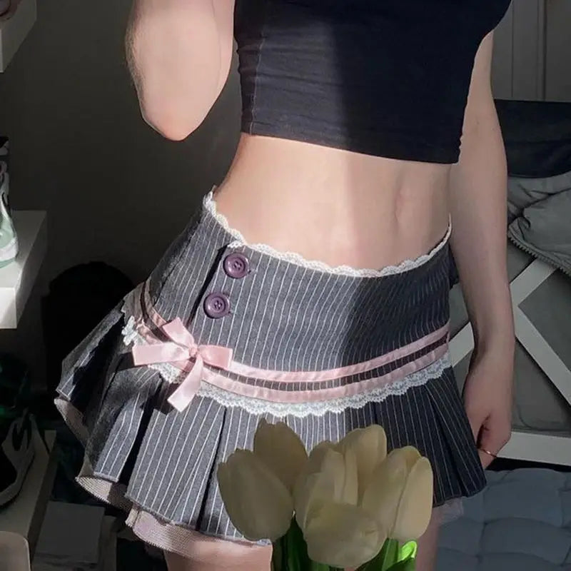 Y2k Harajuku Kwaii Lace Trim Mini Skirts SA285