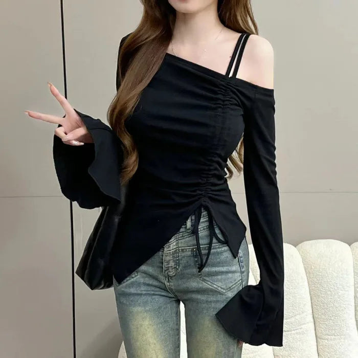Sexy Off The Shoulder Design Korean All Match Tops SA260