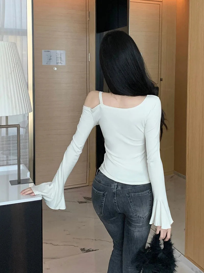 Sexy Off The Shoulder Design Korean All Match Tops SA260
