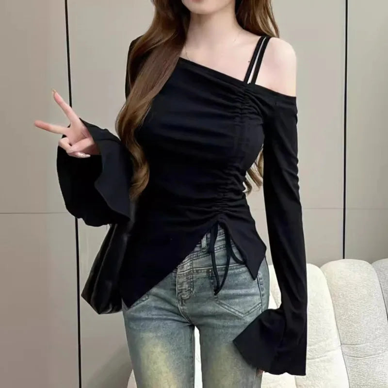 Sexy Off The Shoulder Design Korean All Match Tops SA260
